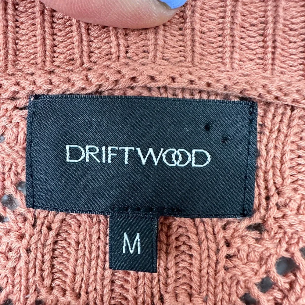 Driftwood Cardigan Women Size M Spice Orange Textured Shell Knit Balloon Sleeve - Picture 3 of 9